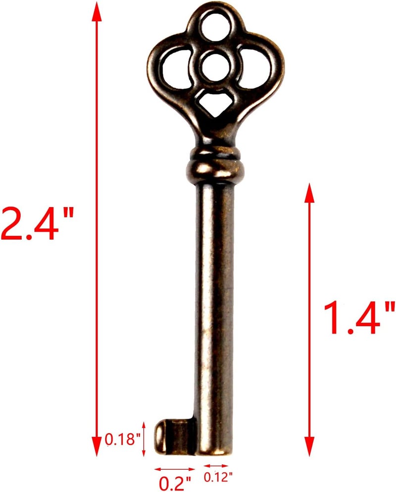VIDABTE KY-2AB and KY-3AB Skeleton Key, Hollow Barrel Skeleton Keys, Antique Brass Keys, Antique Key for Vintage Furniture and Locks - Image 3